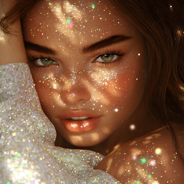 Beautiful ultra realistic female human pupet beauty, close-up shot.