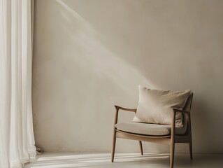 Serene Minimalist Beige Chair in Sunlit Room