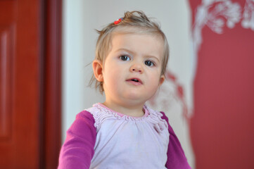 Beautiful little girl portrait, photo inside, sweet baby