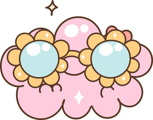 Groovy Retro Cloud Cartoon Illustration