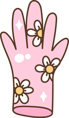 Groovy Retro Glove Cartoon Illustration
