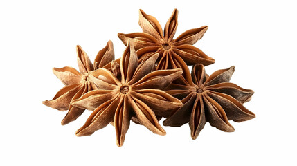 Close-up of Aromatic Star Anise Spices Isolated on White Background