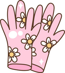 Groovy Retro Glove Cartoon Illustration