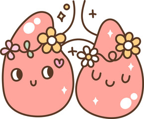 Groovy Retro Lungs Cartoon Illustration