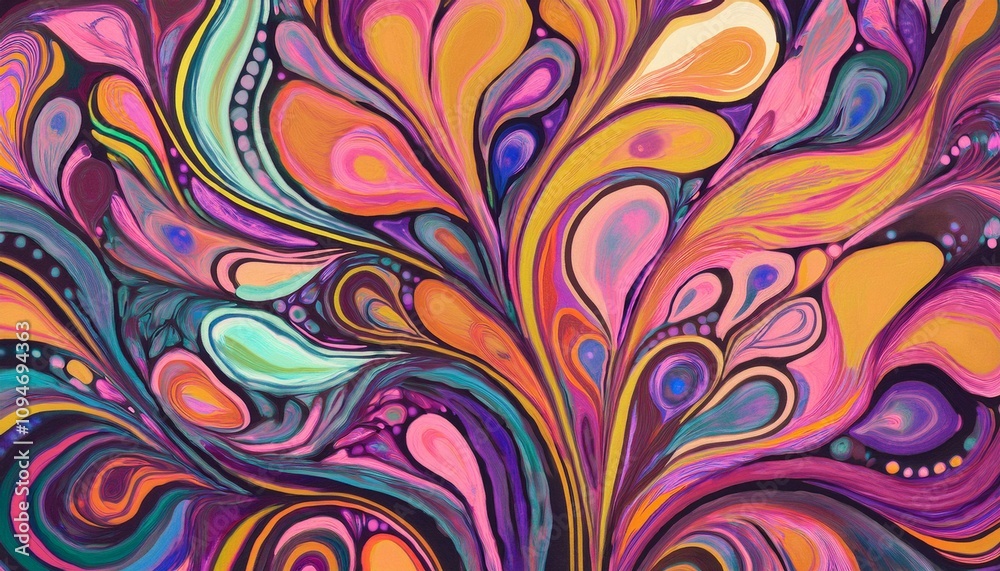 Canvas Prints abstract fluid plant flower background pattern in colorful shape design. modern retro design style a