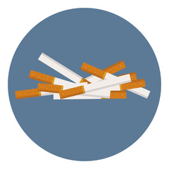 a pile of cigarettes piled haphazardly on a blue background