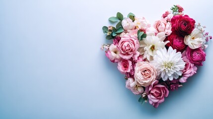 Heart-shaped floral arrangement bursting with vibrant roses and delicate accents in a stunning display of love and elegance