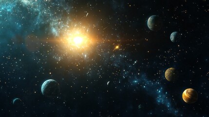 solar system with space for text 