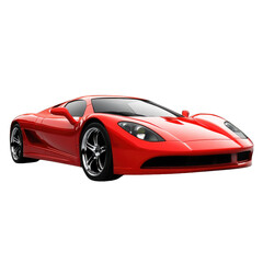 Sleek red sports car showcasing aerodynamic design with shiny wheels isolated on transparent background cutout png