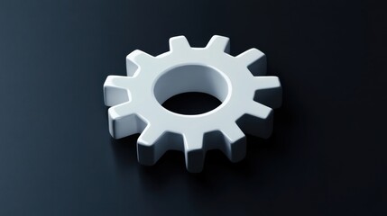 Obraz premium White gear wheel icon with smooth shading