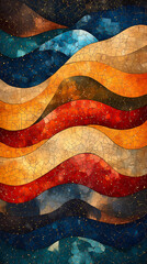 Dot paintings in earthy tones with wavy patterns formed by the lines.