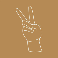 Victory and Peace sign hand flat design, victory hand gesture with two fingers up icon.The hand shows a gesture. International Peace Day.