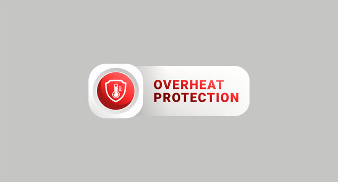 Overheat protection label or overheat resistant design element vector. Best overheat protection icon for product packaging design, print design, websites and more about Heat resistant product.