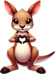 Cute kangaroo hand heart