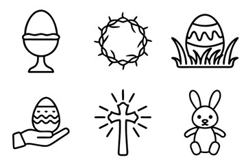 Fototapeta premium Easter icon set, black