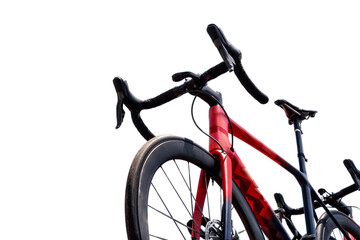 close view of the road bikes on a white background