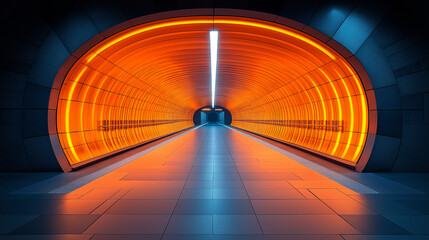 Futuristic subway tunnel with neon lights. Perfect for sci-fi, cyberpunk, and urban themes,Illuminating the Future of Urban Transportation