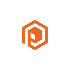 Hexagon Geometric Letter P logo design vector template