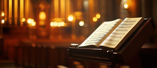 Hymn Book on Lectern in Church Sanctuary