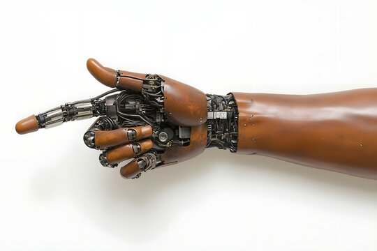 Robotic Arm with Exposed Mechanisms Pointing