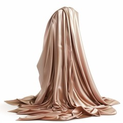 Naklejka premium Elegant golden silk drape covering a mysterious object, creating a sense of anticipation and luxury