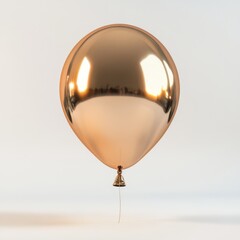 Obraz premium A front view of a shiny, metallic gold balloon with a smooth, reflective surface that captures isolated on a white background