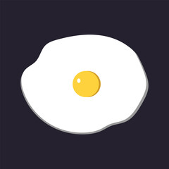 Fried egg on a blue  background, egg omelet flat vector illustration 