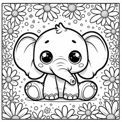 Obraz premium Baby Elephannt with flowers