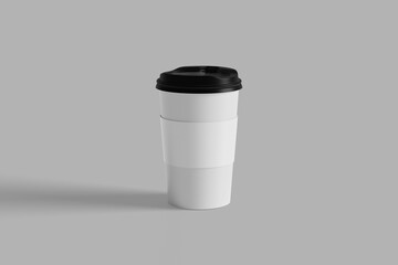 Coffee paper cup isolated on light grey background for mockup