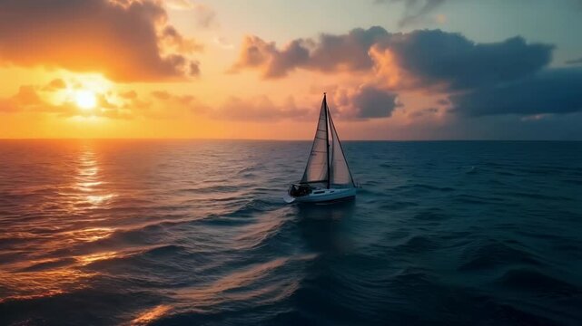 sailing boat at sunset
