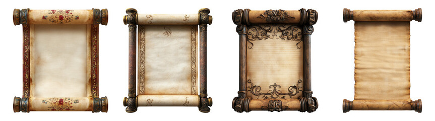 Vintage Scrolls on Transparent Background