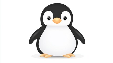 Obraz premium Cute cartoon penguin character standing with happy expression
