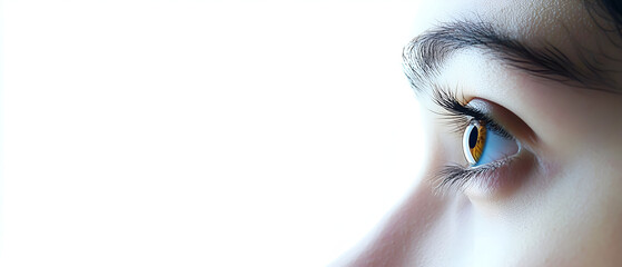 hazel eye focused profile of a young woman; concept of  surveillance, eye laser surgery, eye medicine