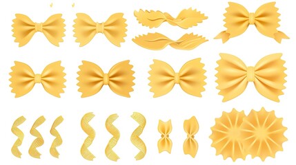 Farfalle Pasta Isolated on White Background - A Captivating Display of Culinary Delight. The Graceful Farfalle Pasta, with Its Distinctive Bow - like Shape, Standing Alone Against the Purity of White.