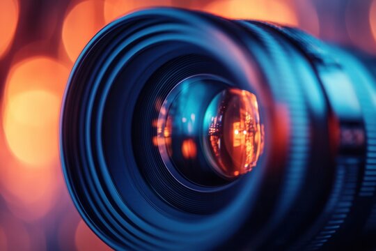Close-up of a camera lens with bokeh background. (3)