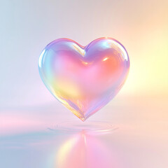 floating vibrant heart shape, soft pastel gradients blending into each other, dreamy and smooth background, Generative AI
