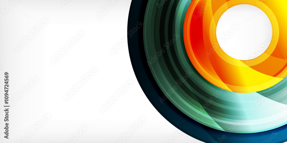 Poster bright colorful circles with light effects. abstract background
