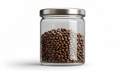Coffee beans in a glass jar isolated on transparent background