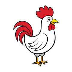 Cartoon rooster clipart vector illustration in flat style.