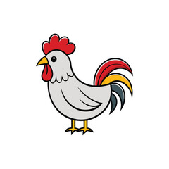 Cartoon rooster clipart vector illustration in flat style.
