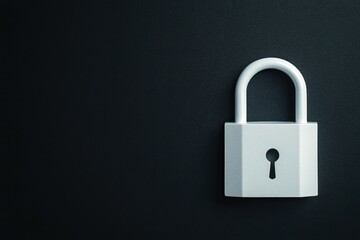 Fototapeta premium anti tracking security industry concept, A silver padlock against a dark background, symbolizing security, protection, and confidentiality.