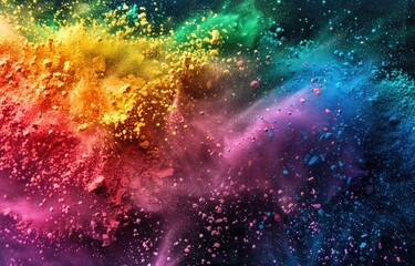 Naklejka premium AI generated background with Vibrant powder explosion. Rainbow colors in a dynamic and festive abstract design.
