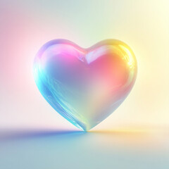 stylized heart graphic, dynamic rainbow pastel hues, soft and seamless gradient backdrop, glowing aura, representing love and affection, minimal and modern design, Generative AI