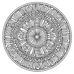 Intricate Mandala Coloring Page Design on a White Background for Relaxation and Mindfulness Activities, Perfect for Artists and Coloring Enthusiasts
