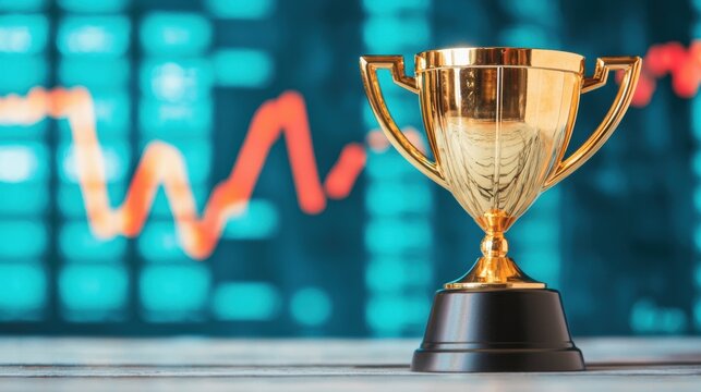 Celebrating Achievements Award Ceremony Business Sector Trophy Display Modern Office Close-up Success Recognition