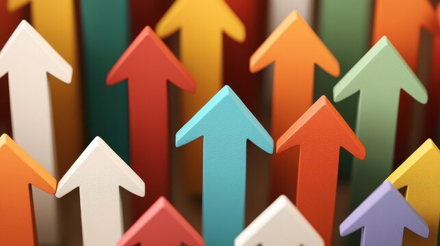 Colorful Directional Arrows Representing Growth Business Office Infographic Creative Space Aerial Perspective Motivation