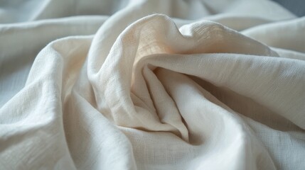 Soft and Elegant Beige Fabric Laying in Natural Light, Perfect for Backgrounds, Textiles, Fashion, Interior Design, and Artistic Projects to Evoke Warmth and Comfort