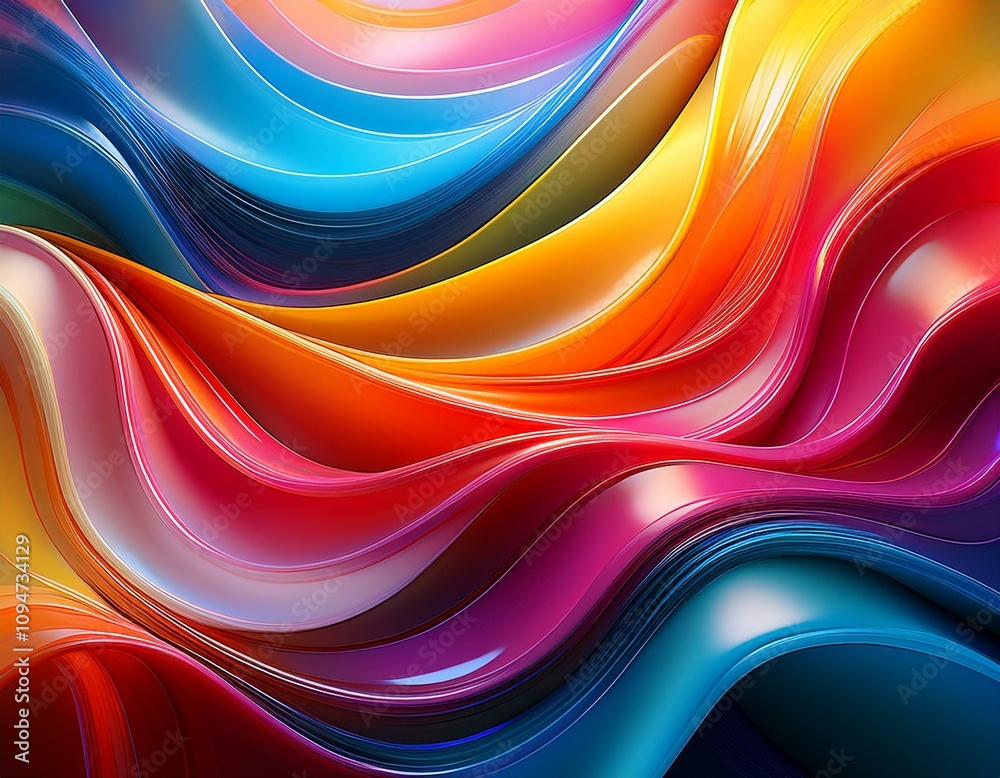 Canvas Prints colorful wavy shapes and a shiny plastic texture for abstract background art design