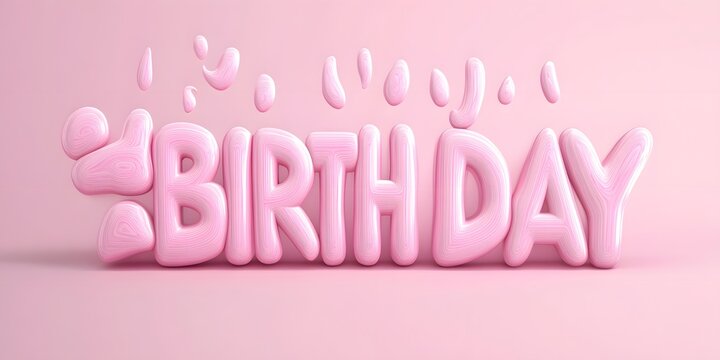 banner with 3D text BIRTH DAY in the style of dripping liquid, pink on a pink background