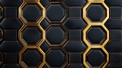 Abstract Black and Gold Octagon Pattern: Luxury Geometric Design